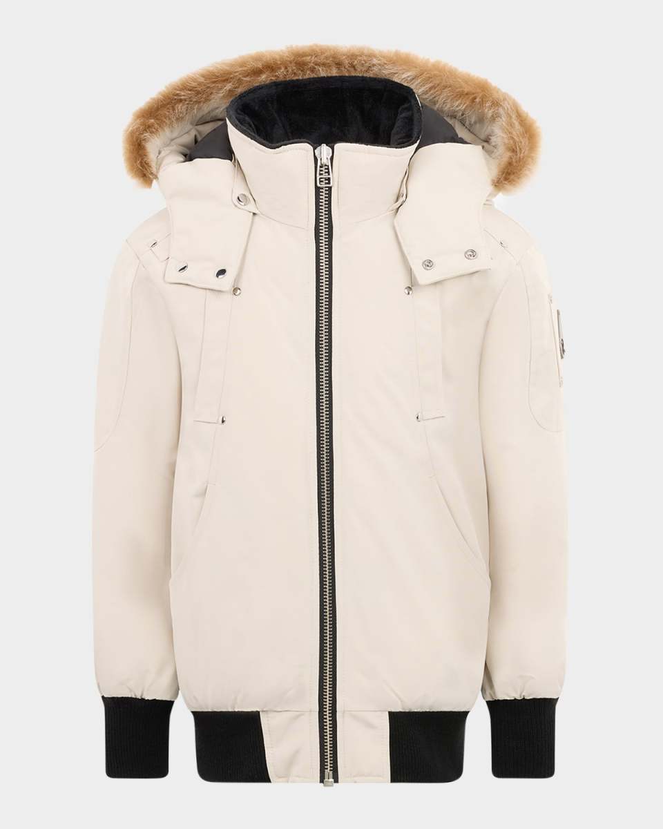 Kid's Shearling-Trim Down Bomber Jacket, Size XS-XL